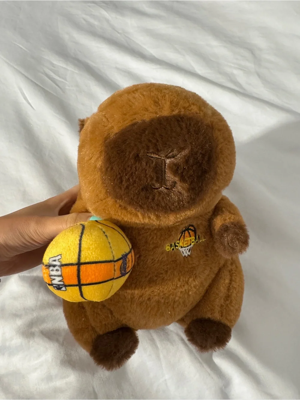 NWT Plush Small Pet Toy - Brown Capybara with Yellow NBA Basketball
